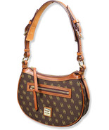 Dooney &amp; Bourke Tmoro Brown Jacquard Print Round Crescent Hobo Bag Purse... - $162.48 CAD