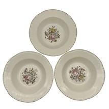 Homer Laughlin Stratford Set of 3 Soup Bowls Hand Decorated 22kt Gold Rim USA - £20.17 GBP