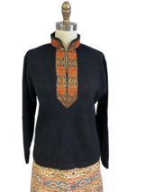 70s Vtg Ladies Sweater Pullover American Knitting Mills Mod Black/Orange... - $61.48