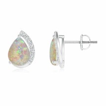 Authenticity Guarantee 
ANGARA Solitaire Pear Opal Swirl Stud Earrings with D... - £884.09 GBP