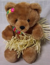 Vintage Russ Hula GET-A-WAY Bear In Grass Skirt 9&quot; Plush Stuffed Animal Toy - £19.75 GBP