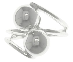 Jewelry Trends Split Shank Double Ball Cocktail Sterling Silver Ring Size 6 - $39.99