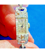 Earth mined Diamond Solid Platinum Ladies Deco Watch Gatsby era 1920s St... - $72,135.79 MXN