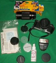 Vtg Pentax Mg 35mm Camera Flash Film Asahi Optical Lens 1:2 50mm Spectrum Photo - £69.87 GBP