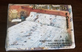 Royal Family Cannon Twin Flat Sheet L&#39;Amour Pattern New In Package 1970s - £11.56 GBP