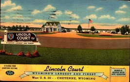Wyoming WY postcard Cheyenne, Lincoln Court hotel motel linen Curt Teich BK58 - $5.94