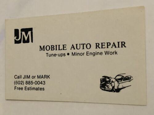 Primary image for JM Mobile Auto Repair Vintage Business Card Tucson Arizona BC2
