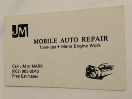 JM Mobile Auto Repair Vintage Business Card Tucson Arizona BC2 - £3.09 GBP