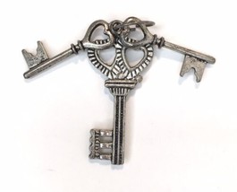 Lot of 3 Antique Style Key Charms Silver Tone Heart Openwork - $8.00