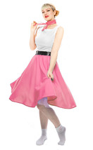 Pink 50s Style Circle Skirt w Pink Sheer Scarf Set Sz SM Elastic Waist - Hey Viv - £28.74 GBP