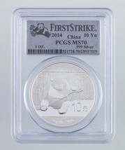 2014 China 10 Yuan Silver Panda Graded by PCGS as MS-70 First Strike - £77.92 GBP