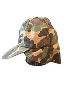 Vtg Duxbak Hunting Action Hat Med Brown/Green Camo Fitted Thermal With N... - £18.49 GBP