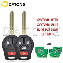 Datong World Car Remote Key For Nisan Qashqai ny Tiida X-Trail FCCID CWTWB1U751  - $94.64