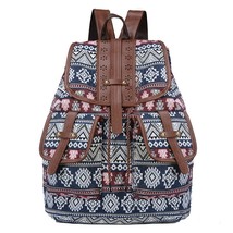 New style backpack retro pattern canvas female bag fashion travel drawstring bac - £31.09 GBP