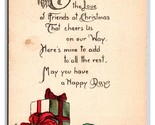 Happy Christmas Wrapped Gift Poinsettia UNP Unused DB Postcard H29 - $3.91