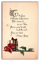 Happy Christmas Wrapped Gift Poinsettia UNP Unused DB Postcard H29 - £3.09 GBP
