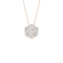 10K Rose Gold 0.33Ct TDW Diamond Composite Flower Burst Pendant Necklace - £221.45 GBP