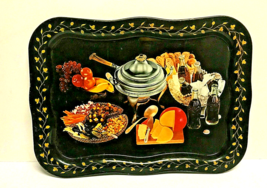 Vintage All Metal Serving Tray Featuring Glass Bottle Coca Cola And Fondue - $9.69