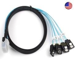 3Ft Internal Mini Sas (Sff-8087) M To 4X Sata 7-Pin F Forward Breakout Cable - £13.51 GBP