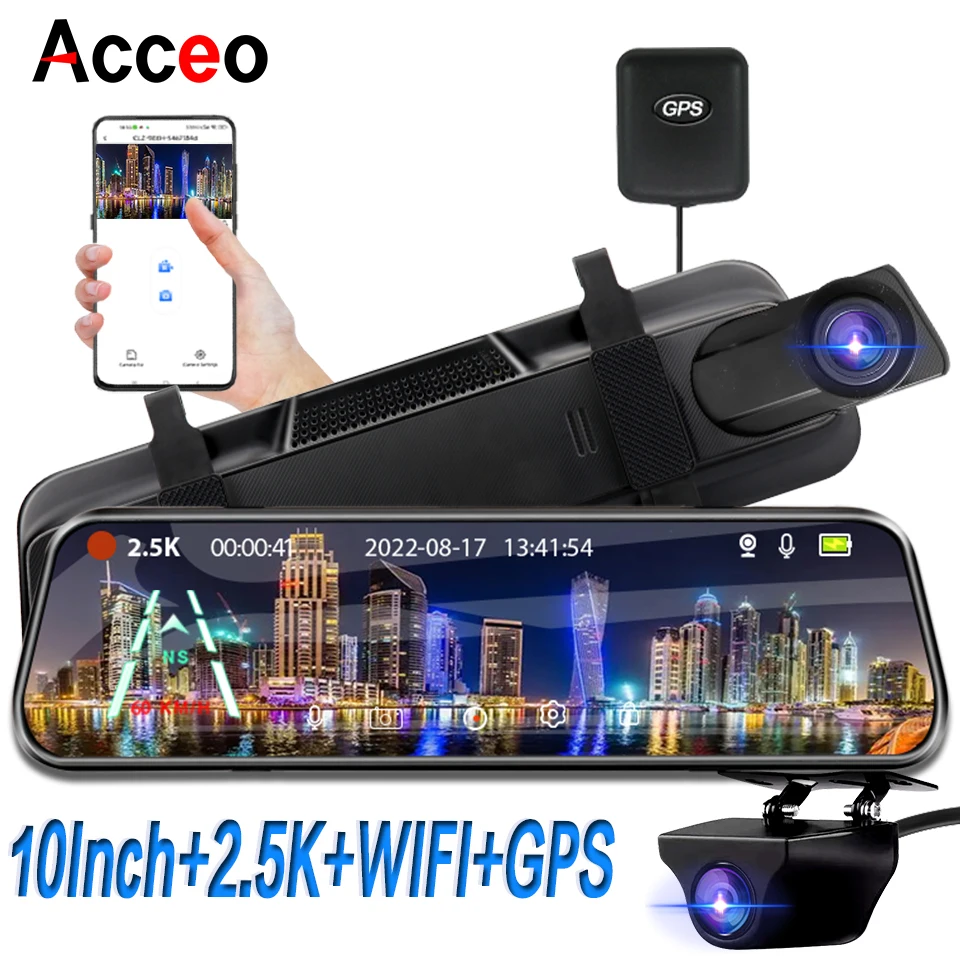 Acceo Mirror Camera for Car Touch Screen Video Recorder Rearview mirror Dash Cam - £68.41 GBP+
