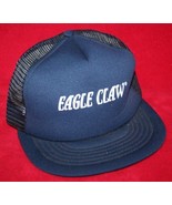 Vintage 80s EAGLE CLAW Fishing Hooks Mesh Snapback Trucker HAT CAP Blue Vtg - £27.23 GBP