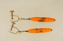 Vintage Costume Jewelry Orange Italian Art Glass Beaded Screwback Earrings - £15.77 GBP