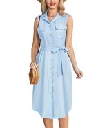 Grace Karin medium womens button down midi sleeveless dress blue - $32.57