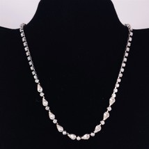 Vintage Square Teardrop Rhinestone Necklace Adjustable Silver Plate Jewe... - $14.84