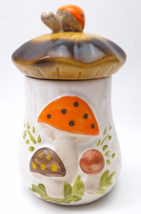 Vtg 1970s Merry Mushroom 7” Cookie Jar Canister w/ Lid Sears Retro - £27.05 GBP