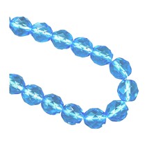 25 Preciosa Czech Fire Polished Medium Sapphire Blue 10mm Faceted Round Beads - £5.36 GBP