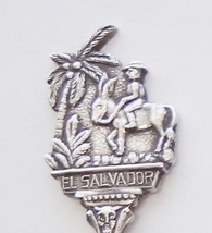 Collector Souvenir Spoon El Salvador Man Riding Donkey Palm Tree Figural - £16.06 GBP