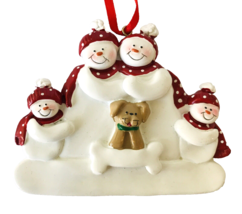 Snowman Family Christmas Ornament Parents 2 Kids &amp; Pet Dog Personalize DIY 3&quot; - £11.67 GBP