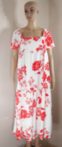 Lulus  On Island Time Red and White Floral Print Tiered Midi Dress Womens Medium - £36.83 GBP