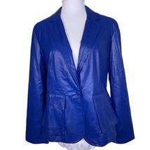Anthropologie Blue Faux Leather Jacket Size Medium NWT Blazer - £47.36 GBP