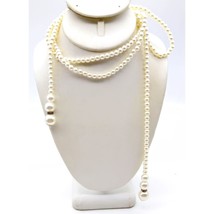 Elegant Pearls Strand Lariat Necklac, White Flapper Classic Sautoir - £53.24 GBP