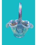 Iridescent FENTON blue glass basket - $61.80 CAD