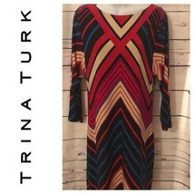 Trina Turk Black red teal ivory sheath Dress - £39.61 GBP