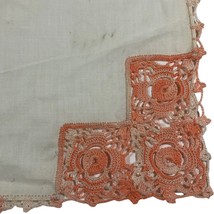 Vintage Crochet Handkerchief Hanky Peach Ombre Crocheted Corner Floral S... - £14.68 GBP
