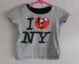 Disney Store Disney Baby I Love NY Mickey Mouse Gray T-Shirt Infant Size 12-18 M - £7.62 GBP