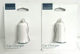 LOT OF 2 NEW Insignia 12W Car Charger with single USB port White - Blue - $9.74