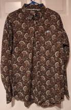 Cinch Mens Large Brown and Turquoise Paisley Print Long Sleeve Western Shirt - £21.30 GBP