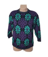 Dana Scott Pullover Vintage Metallic Sweater ~ Sz L ~ Purple/ Green ~Lon... - £39.41 GBP
