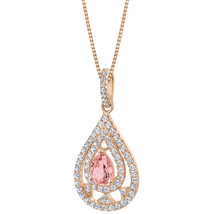 Rose Tone Sterling Silver Simulated Morganite Divine Necklace - £67.68 GBP