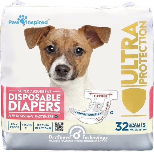 32 Paw Inspired Dog Diapers Female Disposable Puppy Dogs in Heat SMALL - $18.99