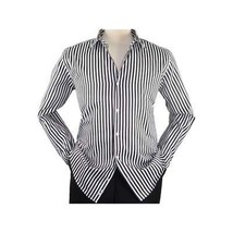 Men Makrom Shirt Cotton Blend wrinkle less Long Sleeves Stripe 6487 Black white image 3