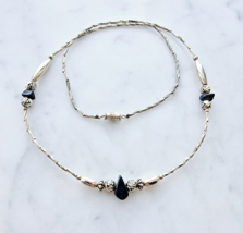 NATIVE AMERICAN NAVAJO VINTAGE 925 STERLING SILVER BLACK ONYX AND ROSES ... - $123.75