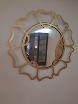 Metal Gold Carved Vintage Big Handmade Round Wall Art Mirror Living Room Design - £221.14 GBP