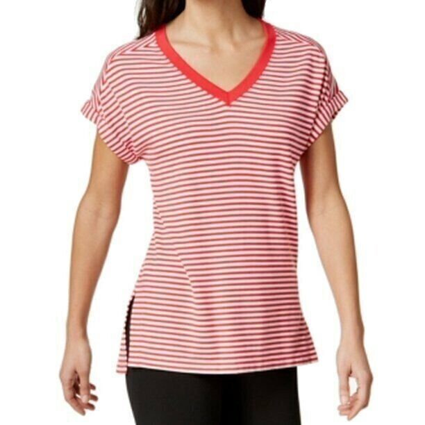 Primary image for Tommy Hilfiger Sport Red White Striped V Neck Casual T Shirt Top MEDIUM