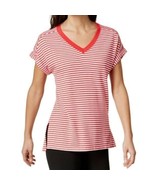 Tommy Hilfiger Sport Red White Striped V Neck Casual T Shirt Top MEDIUM - £23.11 GBP