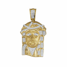 10k Yellow Gold Mens Round Diamond Jesus Face Charm Pendant 3/8 Cttw - £889.96 GBP